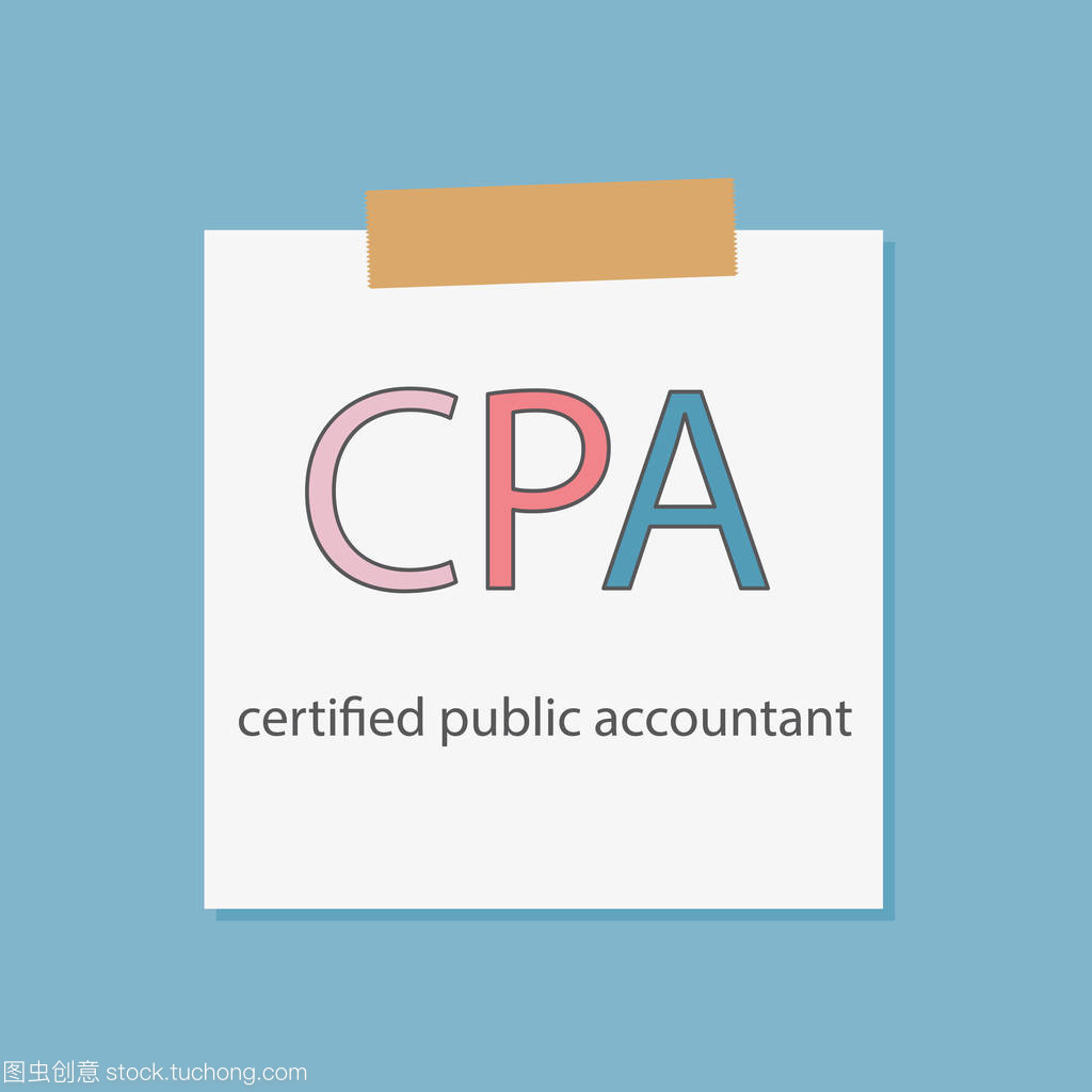 注册会计师在笔记本纸上写的公共会计师-矢量插图